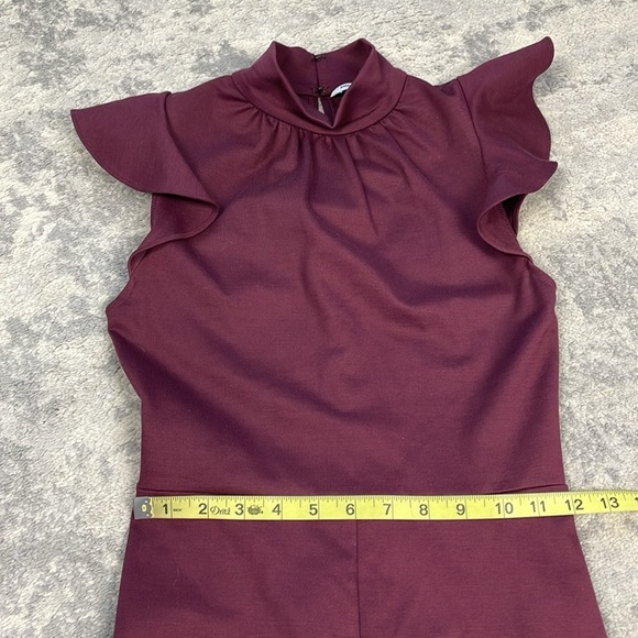Amanda Uprichard Davina Ruffle Mock Neck Flare Jumpsuit Merlot Burgundy Sz XS - Picture 10 of 12